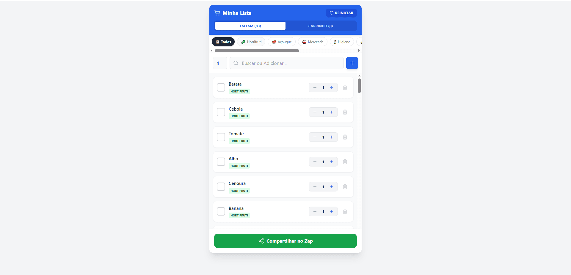 Preview do projeto Lista de Mercado — PWA