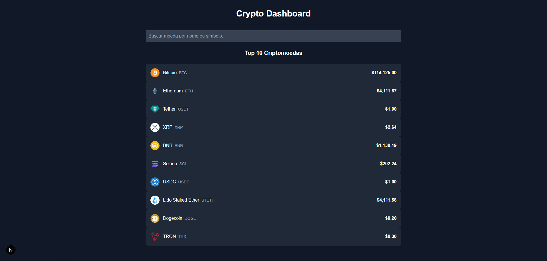 Crypto Dashboard