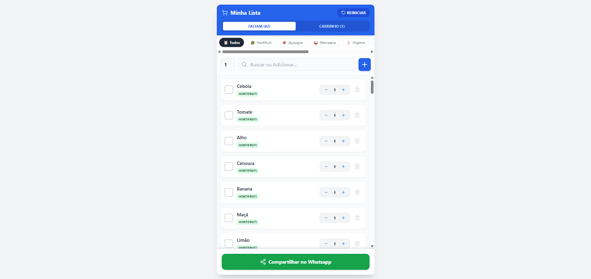 Preview do projeto Lista de Mercado — PWA